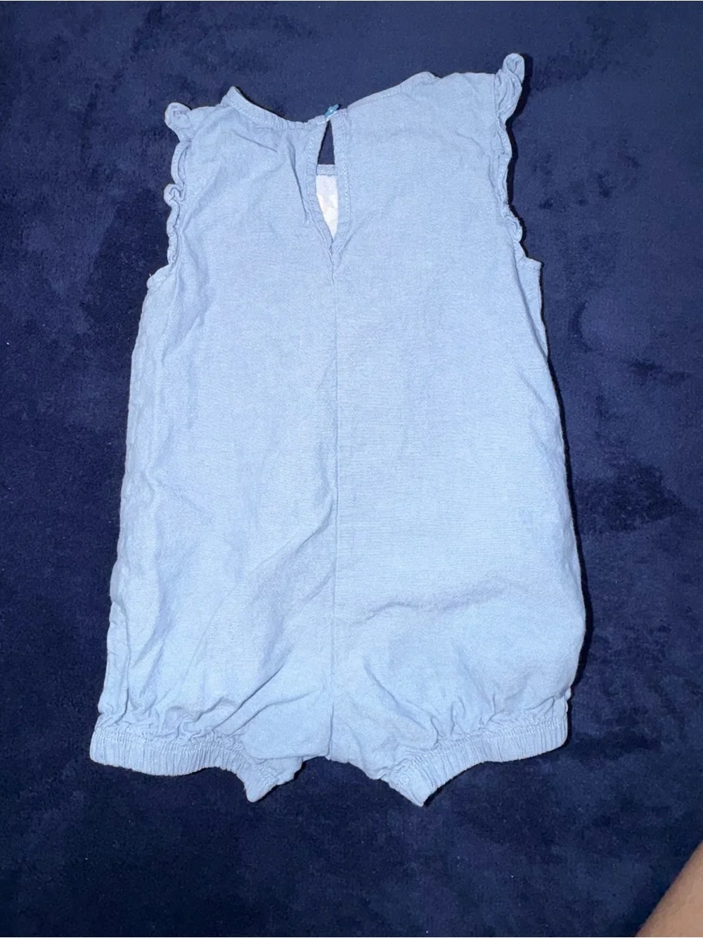 First Impressions | 100% cotton Blue Floral Embroidered Baby Romper| 6-9months
